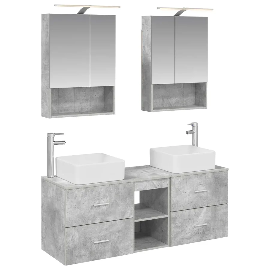 Ensemble de mobilier de salle de bain 5 pcs Gris béton - 2