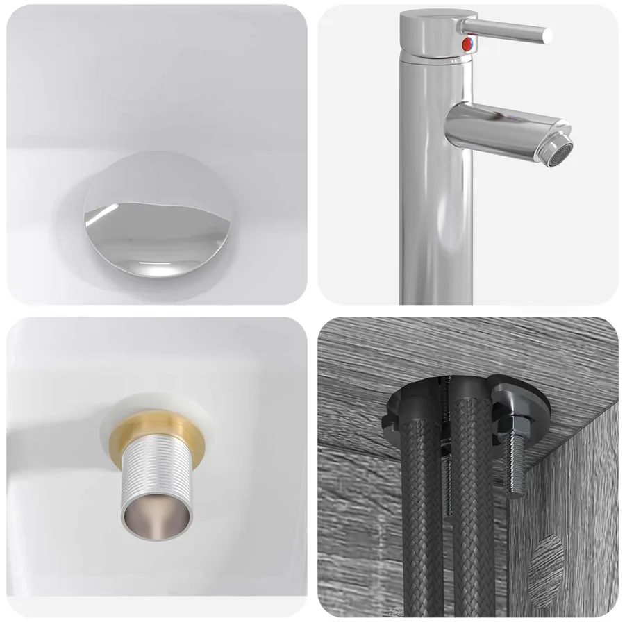 Ensemble de mobilier de salle de bain 4 pcs Sonoma gris - 8