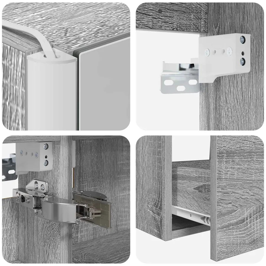 Ensemble de mobilier de salle de bain 4 pcs Sonoma gris - 9