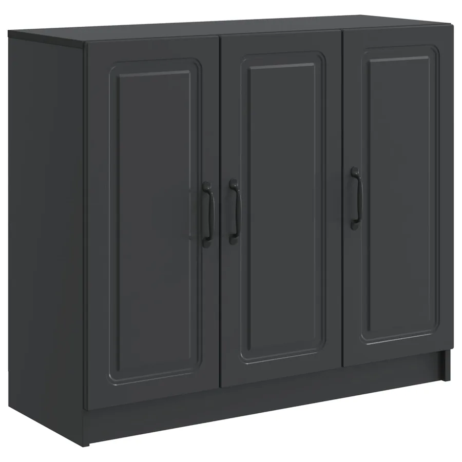 Buffet Noir 89 x 34,5 x 77 cm Bois d'ingénierie - 2