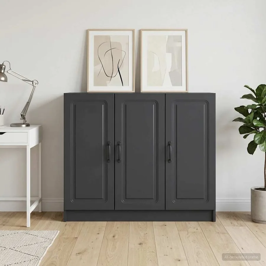 Buffet Noir 89 x 34,5 x 77 cm Bois d'ingénierie - 4