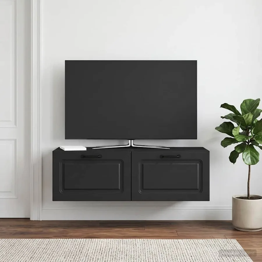 Meuble TV mural Noir 98 x 31 x 30 cm Bois d'ingénierie