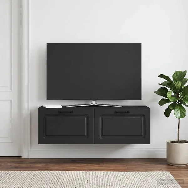 Meuble TV mural Noir 98 x 31 x 30 cm Bois d'ingénierie