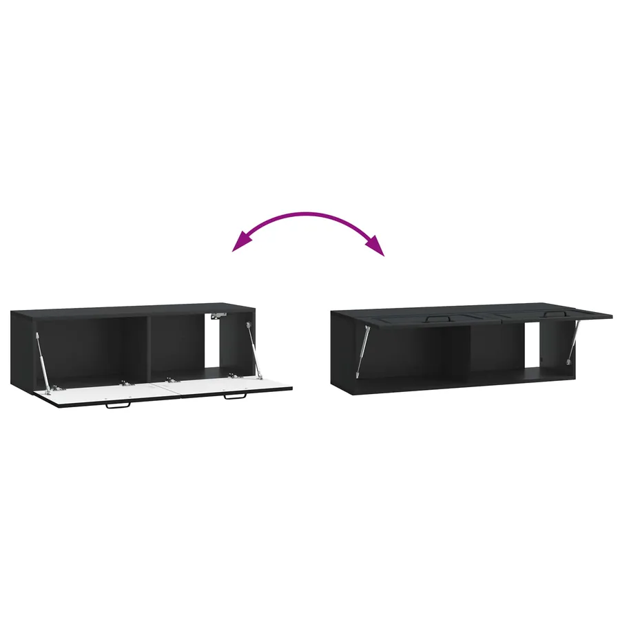 Meuble TV mural Noir 98 x 31 x 30 cm Bois d'ingénierie - 8