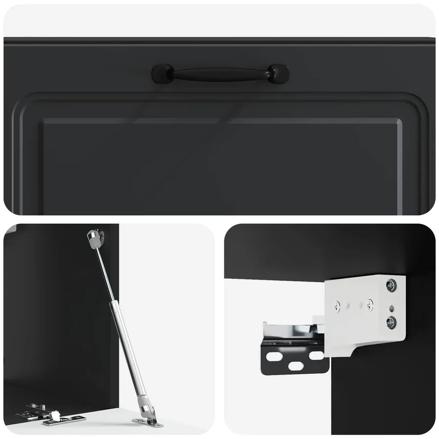 Meuble TV mural Noir 98 x 31 x 30 cm Bois d'ingénierie - 9