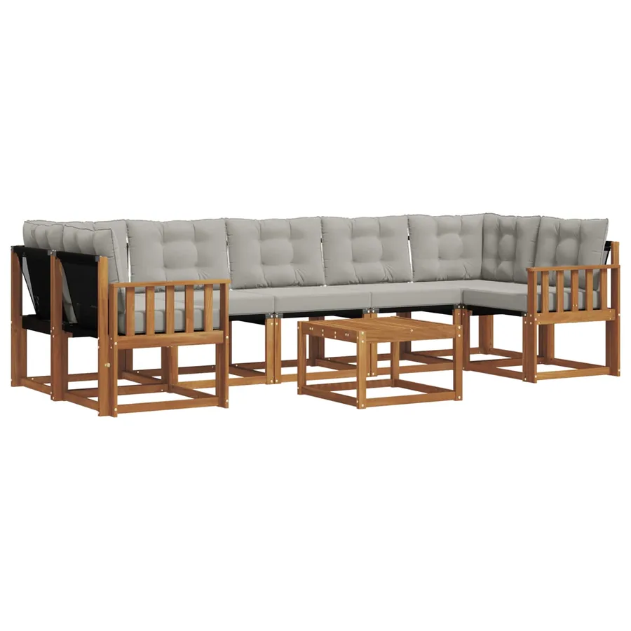 Ensemble de canapés d'extérieur 8 pcs Gris Naturel et Clair - 2