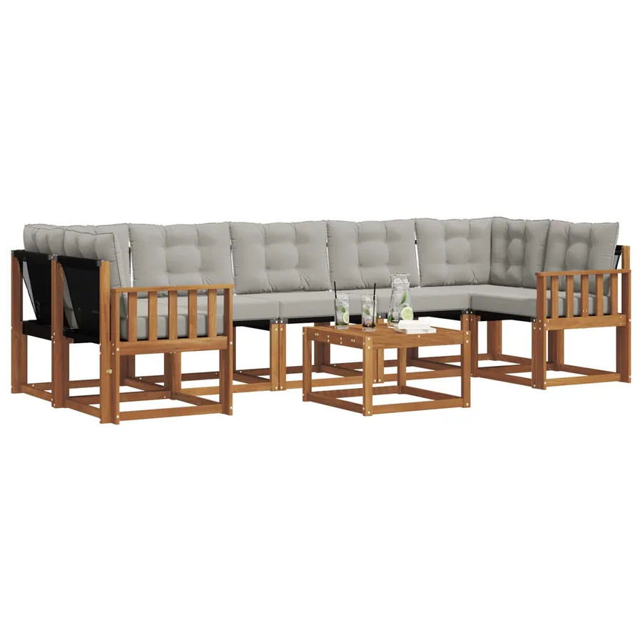 Ensemble de canapés d'extérieur 8 pcs Gris Naturel et Clair - 3