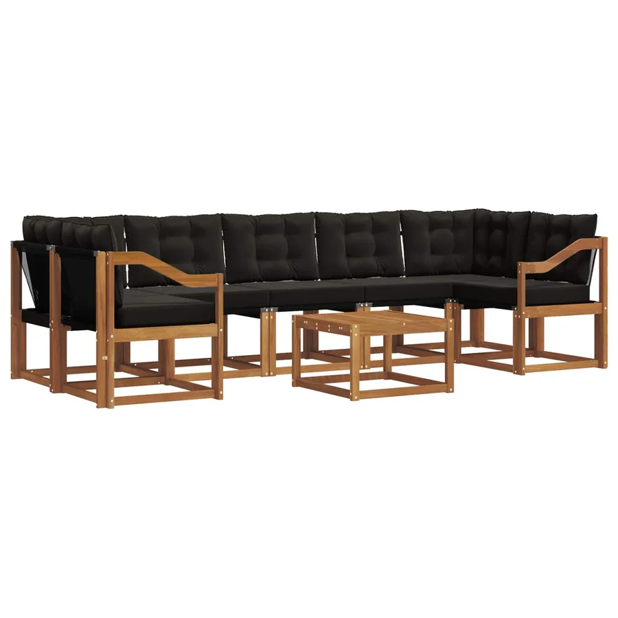 Ensemble de canapés d'extérieur 8 pcs Naturel et Noir - 2