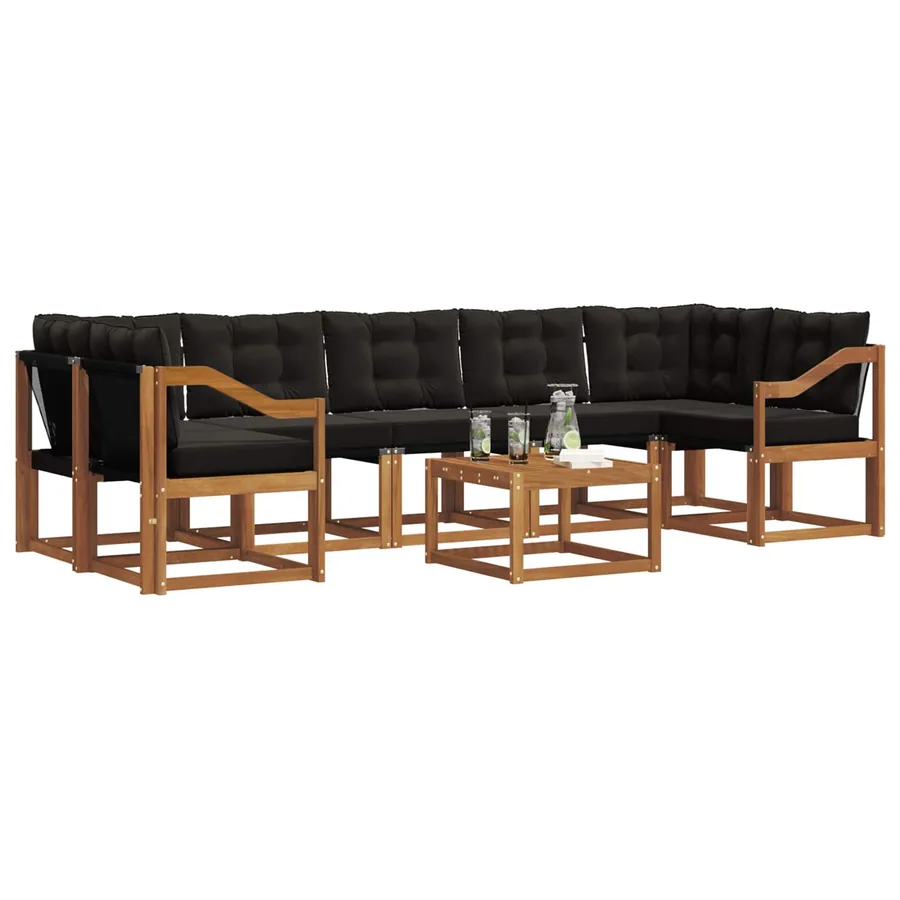 Ensemble de canapés d'extérieur 8 pcs Naturel et Noir - 3