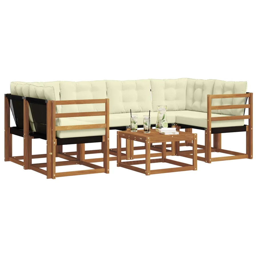 Ensemble de canapés d'extérieur 7 pcs Naturel et Crème - 3