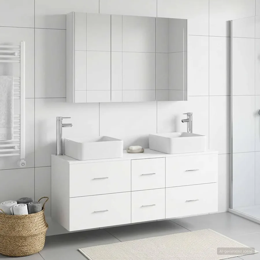 Ensemble de mobilier de salle de bain 4 pcs Blanc