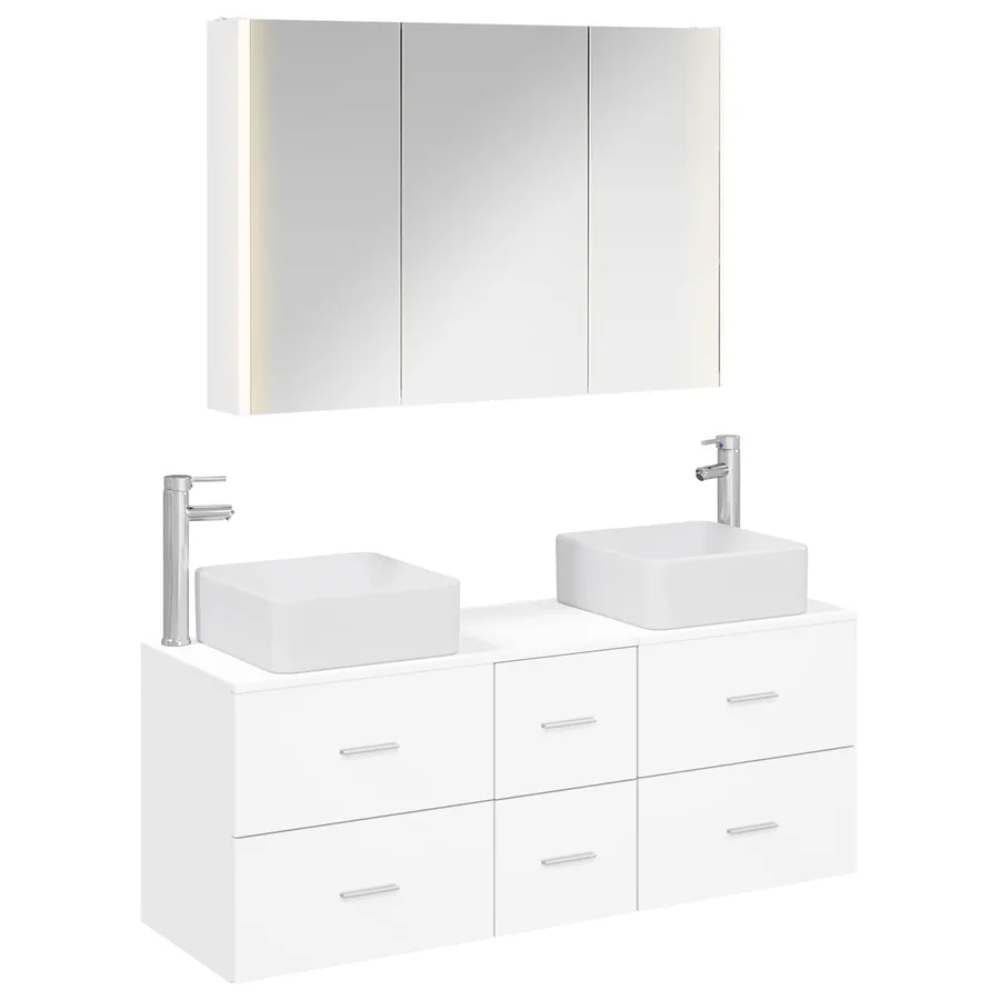 Ensemble de mobilier de salle de bain 4 pcs Blanc - 2