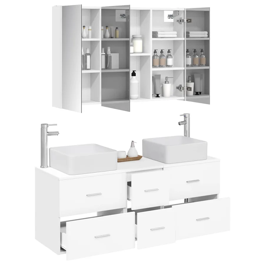 Ensemble de mobilier de salle de bain 4 pcs Blanc - 3