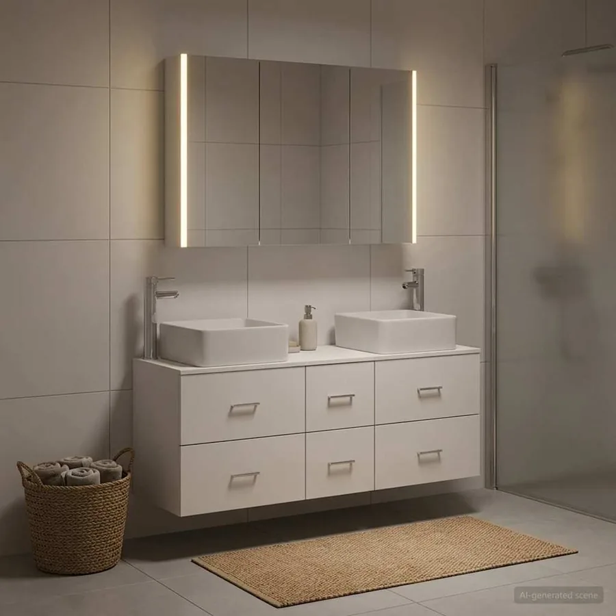 Ensemble de mobilier de salle de bain 4 pcs Blanc - 4