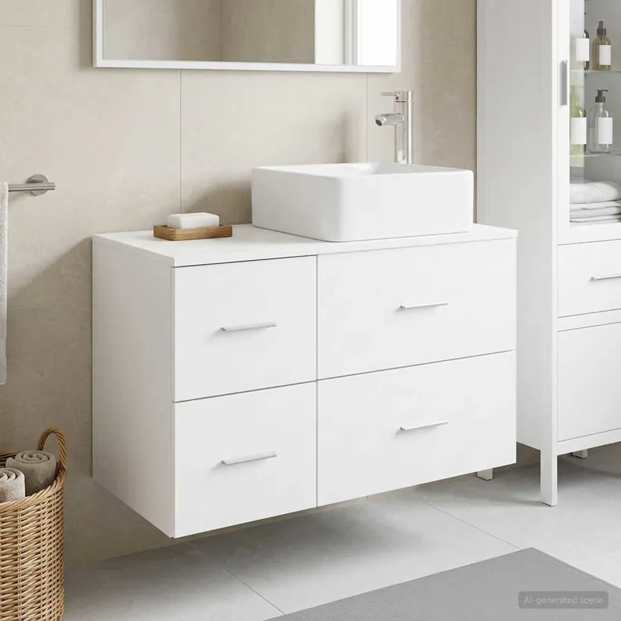 Ensemble de mobilier de salle de bain 2 pcs Blanc