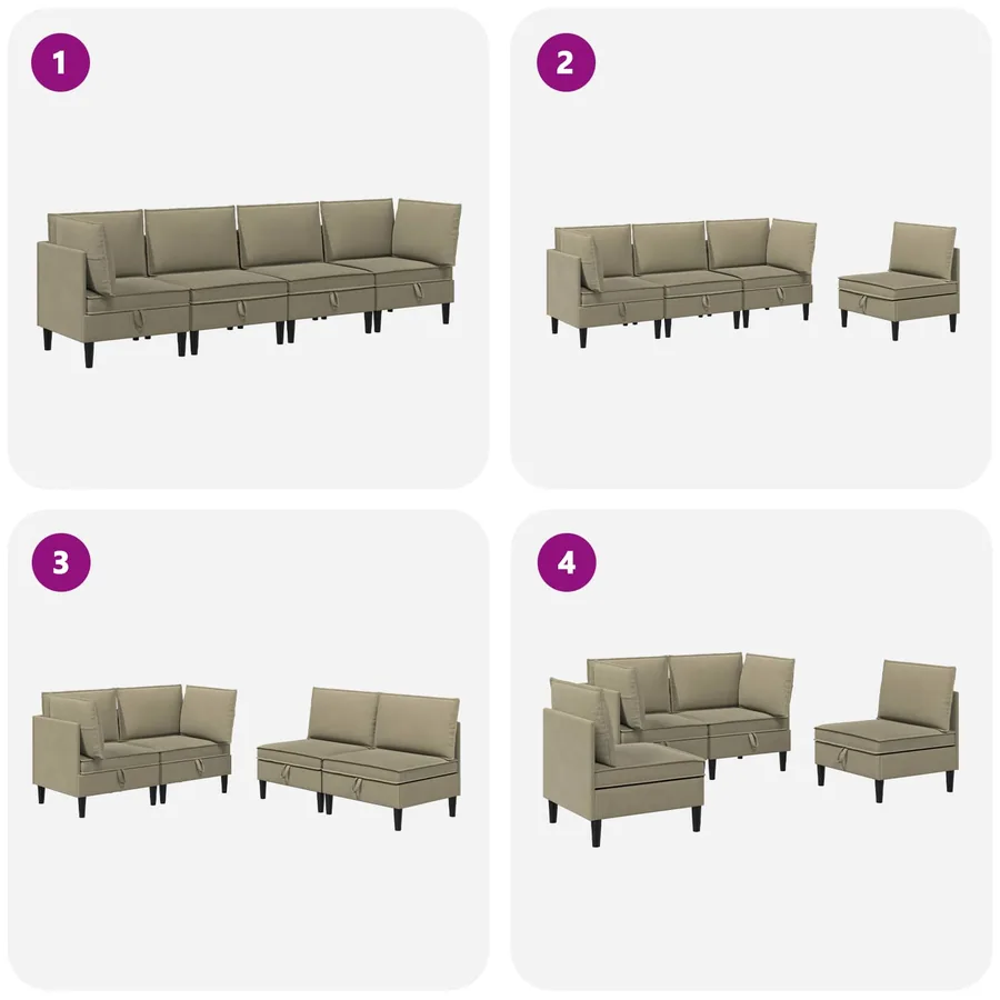 Ensemble de meubles pour le salon 4 pcs Kaki Tissu - 10