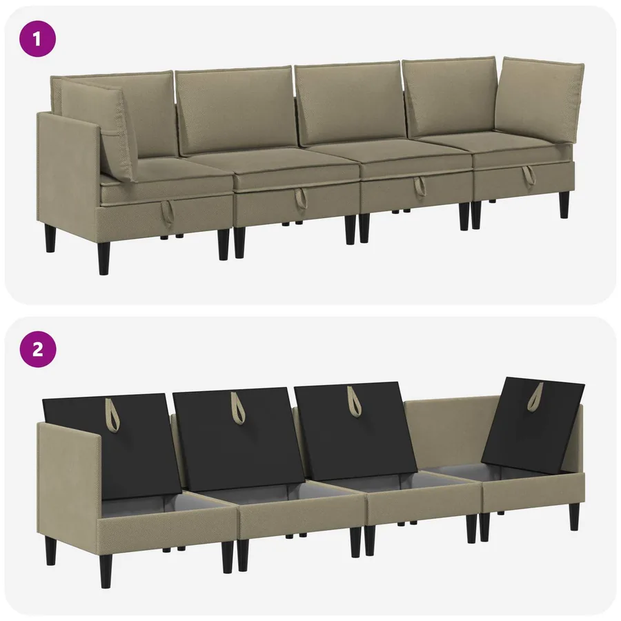 Ensemble de meubles pour le salon 4 pcs Kaki Tissu - 9
