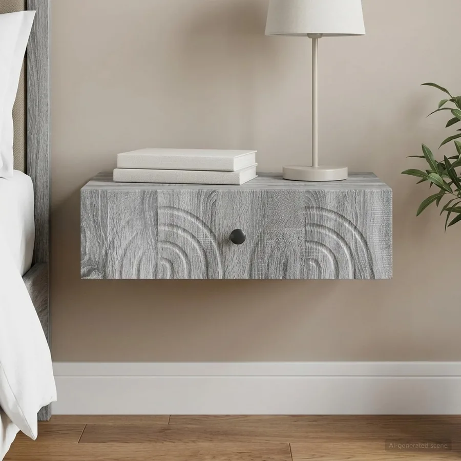 Table d'appoint murale Sonoma gris 59 x 34,5 x 17 cm