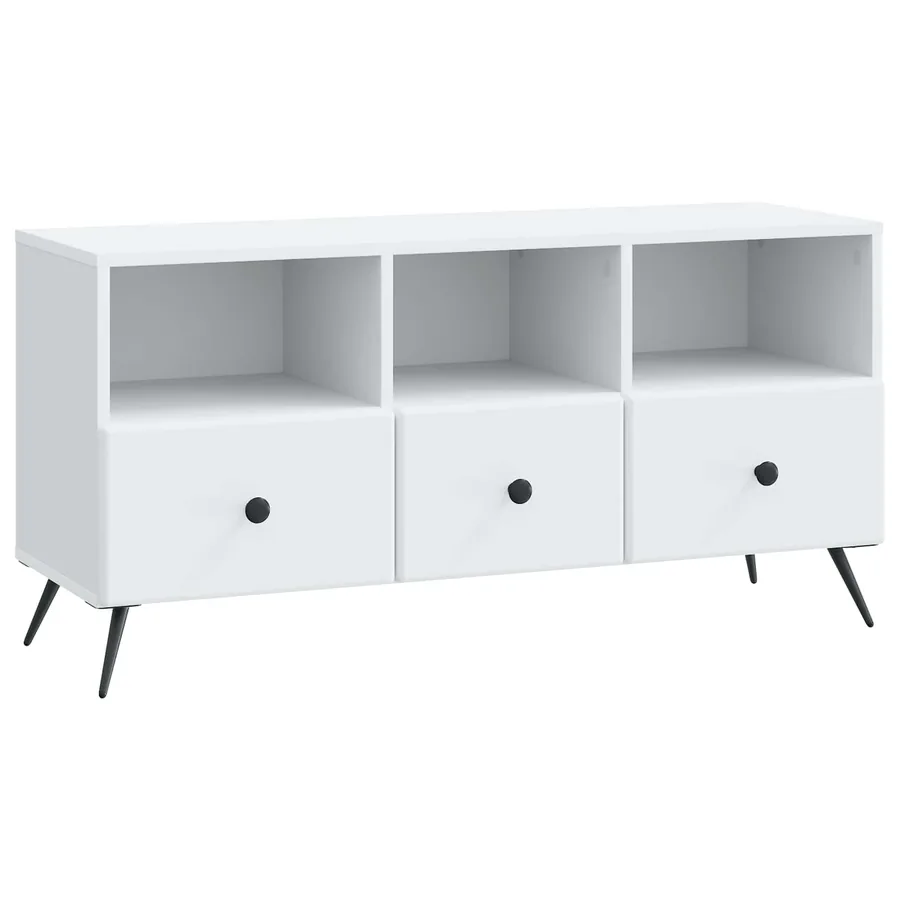 Meuble TV Blanc 102 x 34,5 x 50 cm Bois d'ingénierie - 2