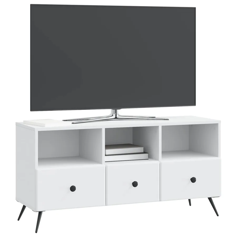 Meuble TV Blanc 102 x 34,5 x 50 cm Bois d'ingénierie - 3