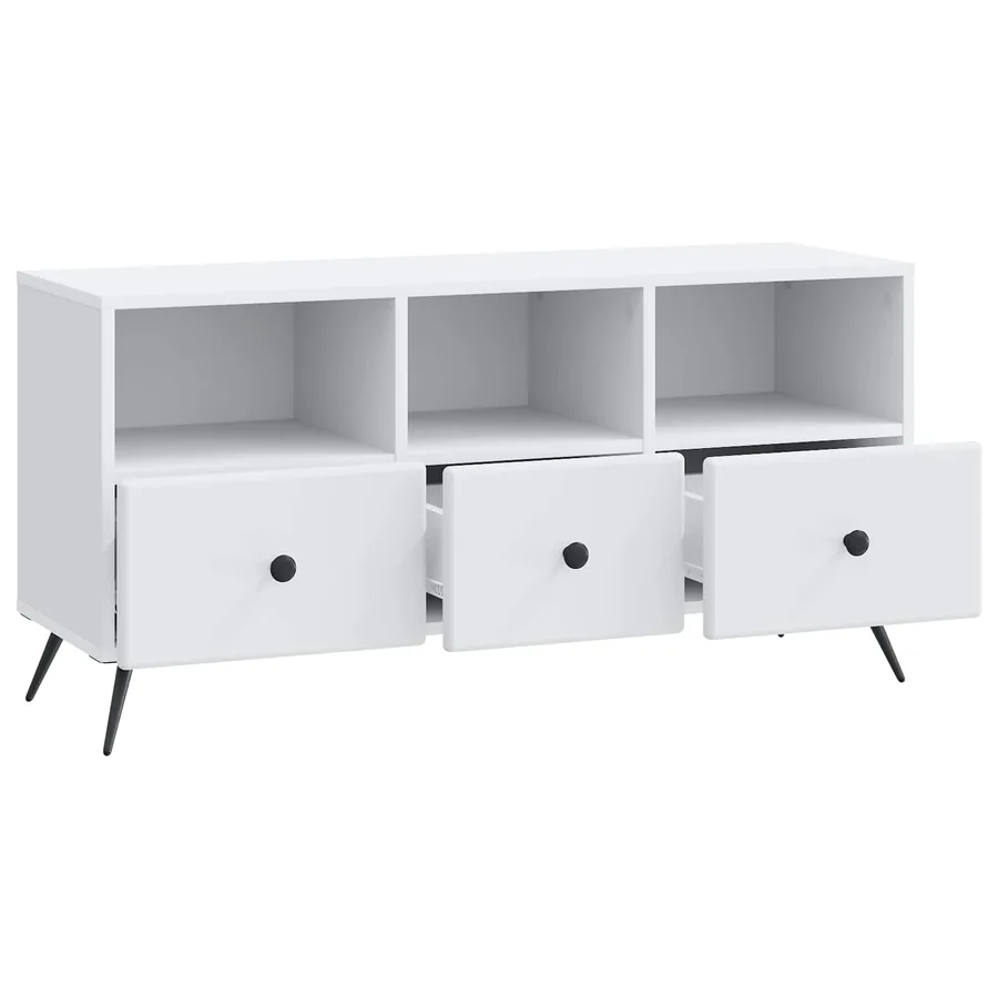 Meuble TV Blanc 102 x 34,5 x 50 cm Bois d'ingénierie - 5
