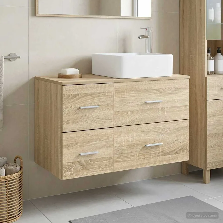 Ensemble de mobilier de salle de bain 2 pcs Chêne Sonoma