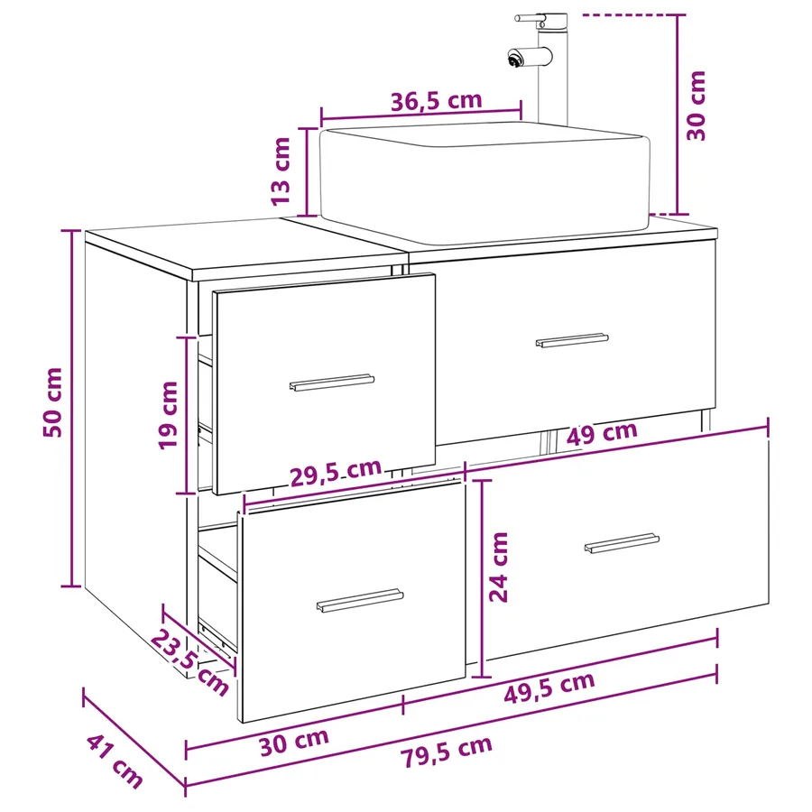 Ensemble de mobilier de salle de bain 2 pcs Chêne Sonoma - 10
