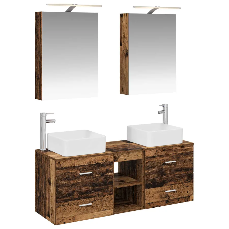 Ensemble de mobilier de salle de bain 5 pcs Bois ancien - 2
