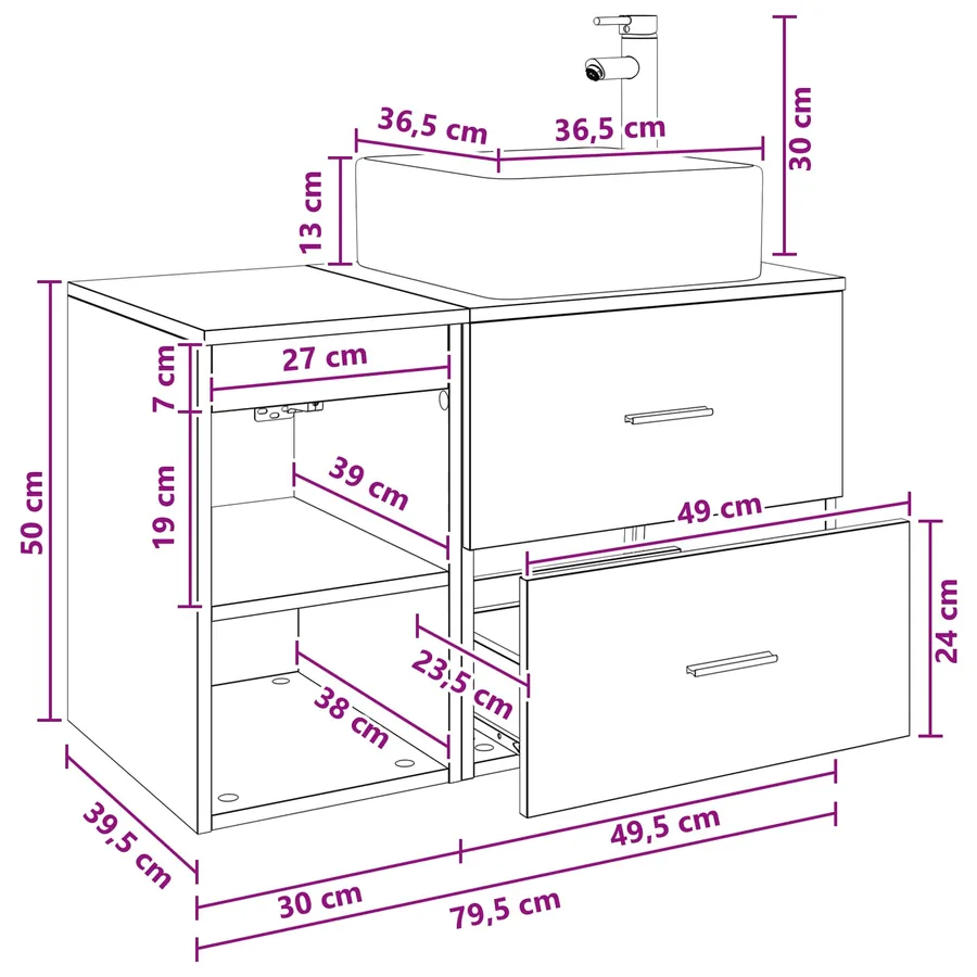 Ensemble de mobilier de salle de bain 2 pcs Bois ancien - 8