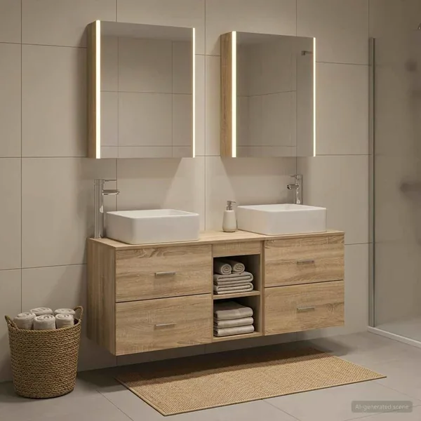 Ensemble de mobilier de salle de bain 5 pcs Chêne Sonoma