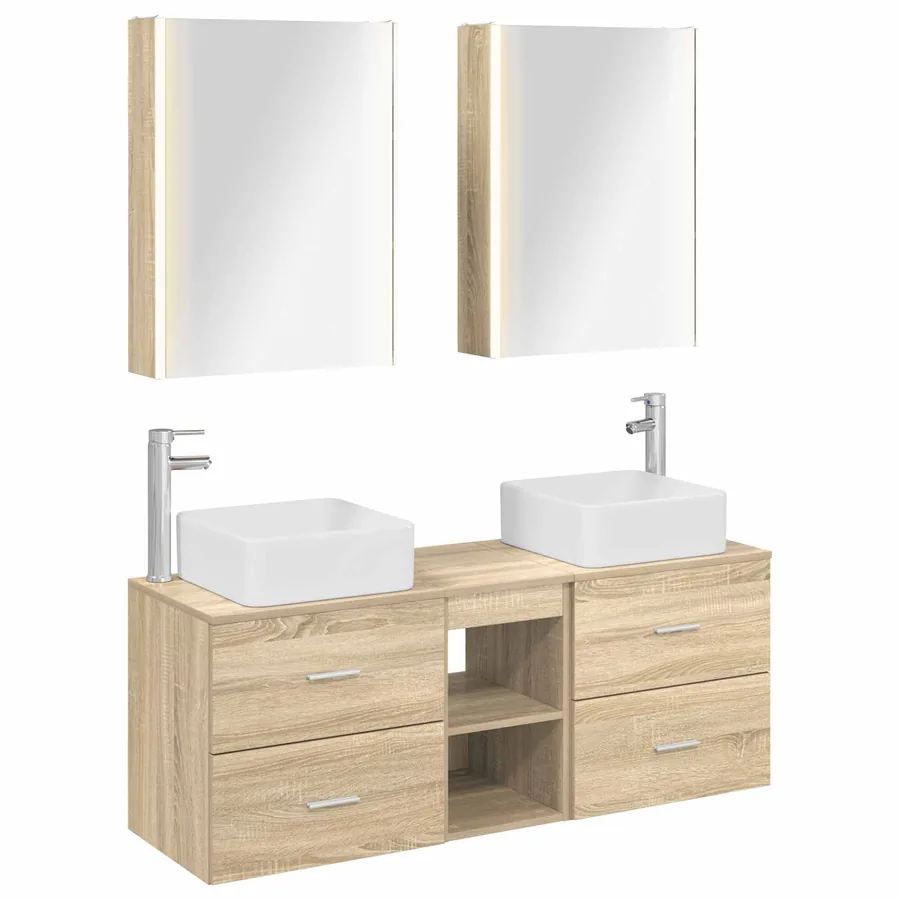 Ensemble de mobilier de salle de bain 5 pcs Chêne Sonoma - 2