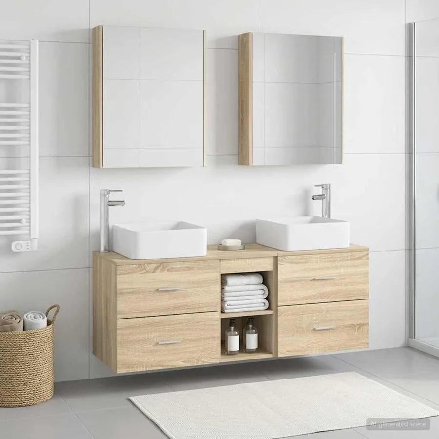 Ensemble de mobilier de salle de bain 5 pcs Chêne Sonoma - 4