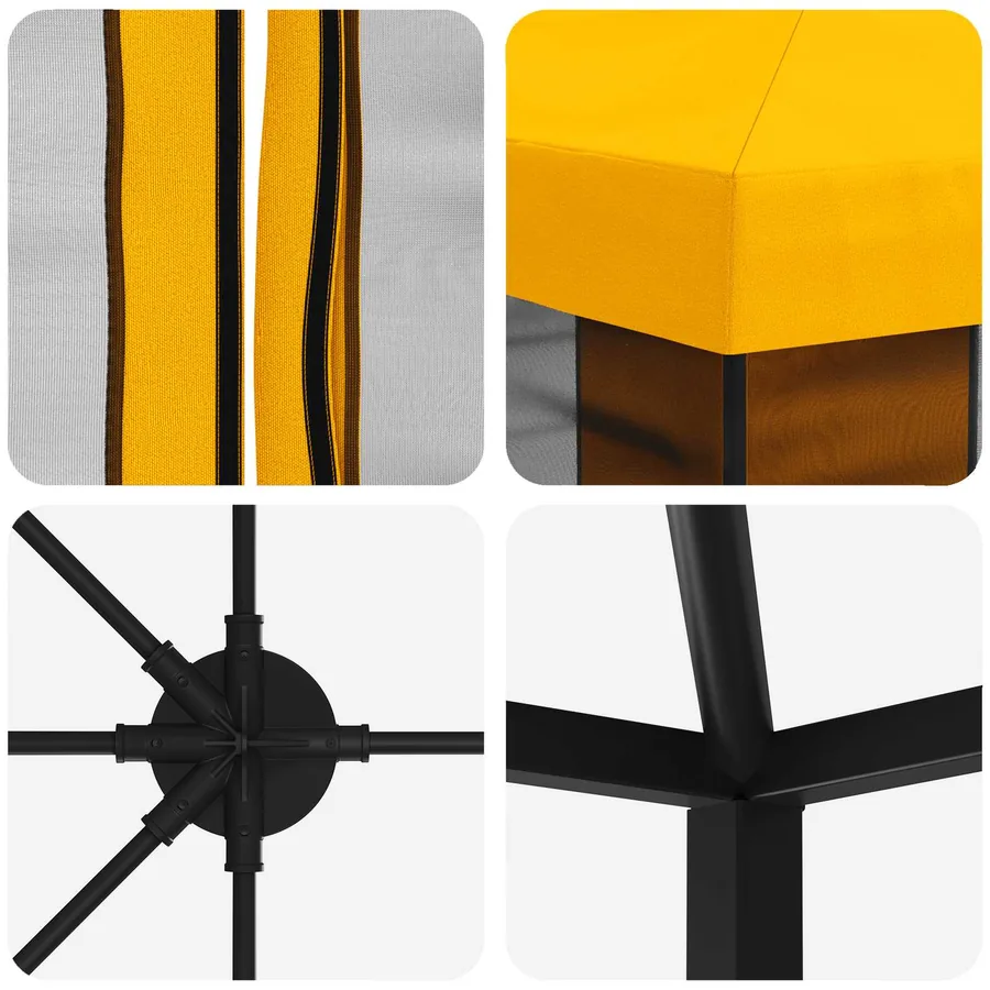Gazebo avec murs latéraux 6 x 3 m Jaune Polyester et Acier 190 - 5
