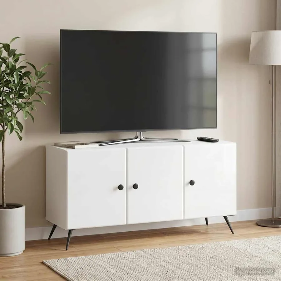 Meuble TV Blanc brillant 99 x 34,5 x 50 cm Bois d'ingénierie