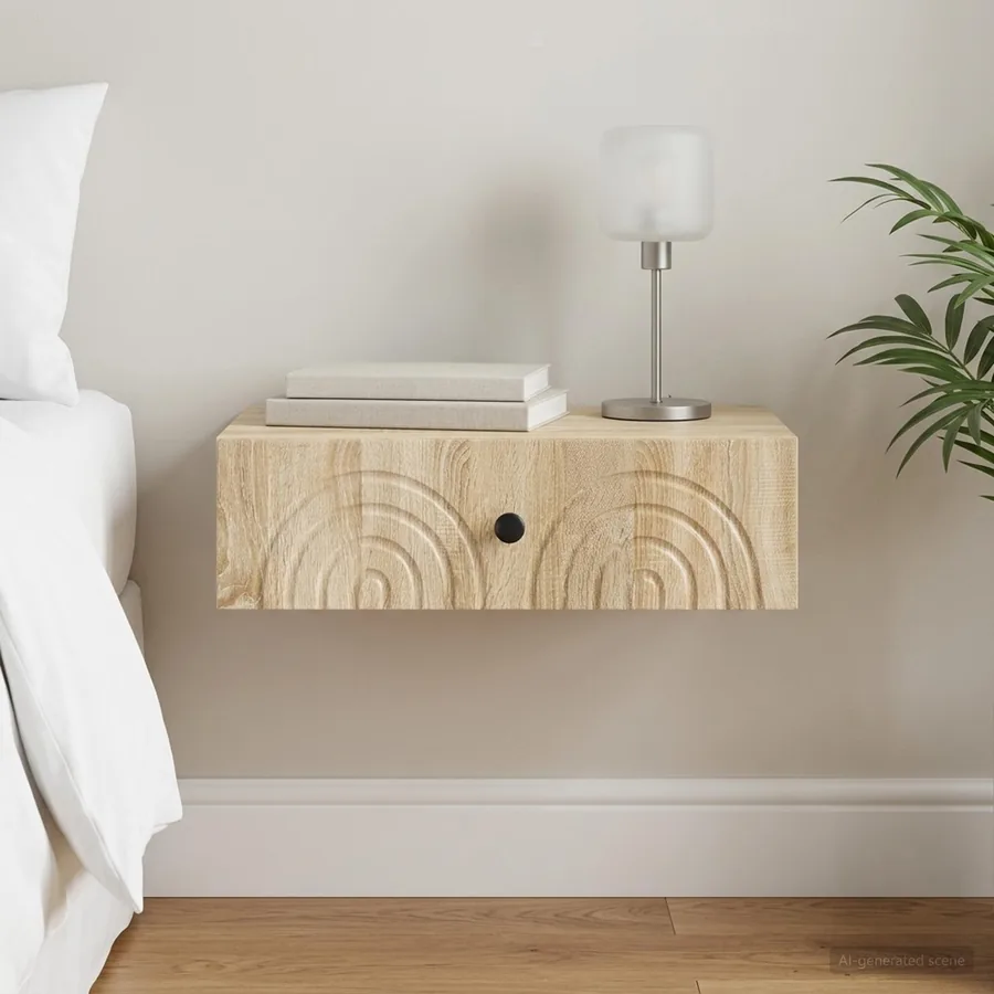 Table d'appoint murale Chêne Sonoma 59 x 34,5 x 17 cm