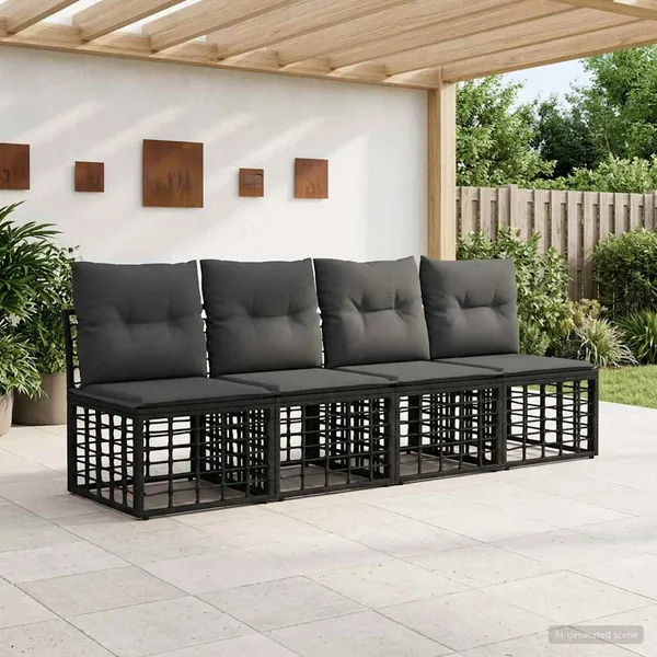 Canapé de jardin 4 places sans accoudoir 4 pcs