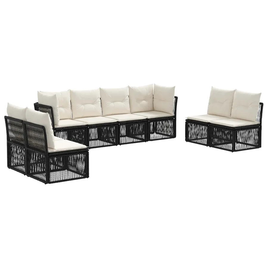 Ensemble de canapé de jardin 8 pcs Noir polyrotin - 2