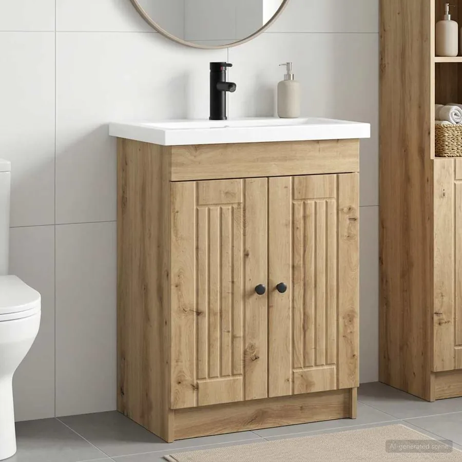 Ensemble de mobilier de salle de bain Chêne artisanal