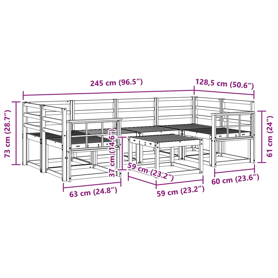 Ensemble de canapés d'extérieur 7 pcs Naturel - 10