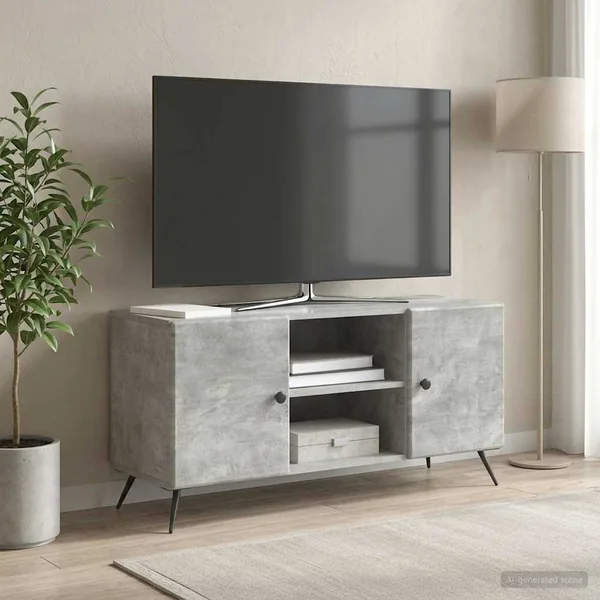 Meuble TV Gris béton 102 x 34,5 x 50 cm Bois d'ingénierie