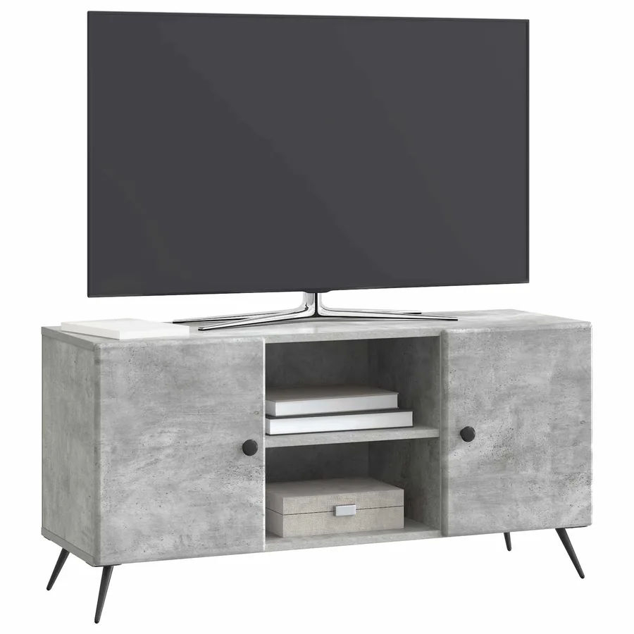 Meuble TV Gris béton 102 x 34,5 x 50 cm Bois d'ingénierie - 3