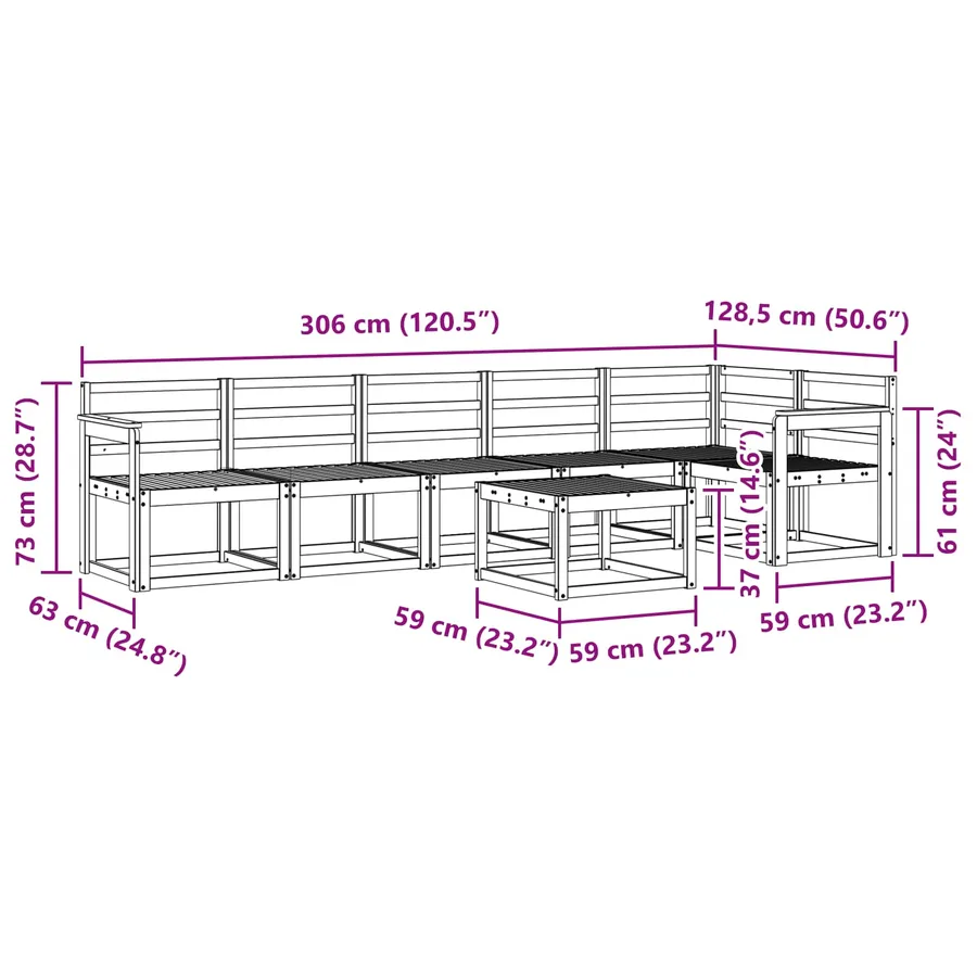 Ensemble de canapés d'extérieur 7 pcs Naturel - 11