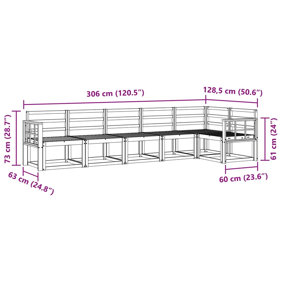 Ensemble de canapés d'extérieur 6 pcs Naturel - 8