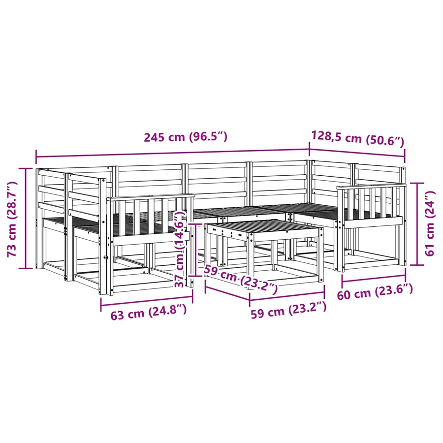Ensemble de canapés d'extérieur 7 pcs Naturel - 8