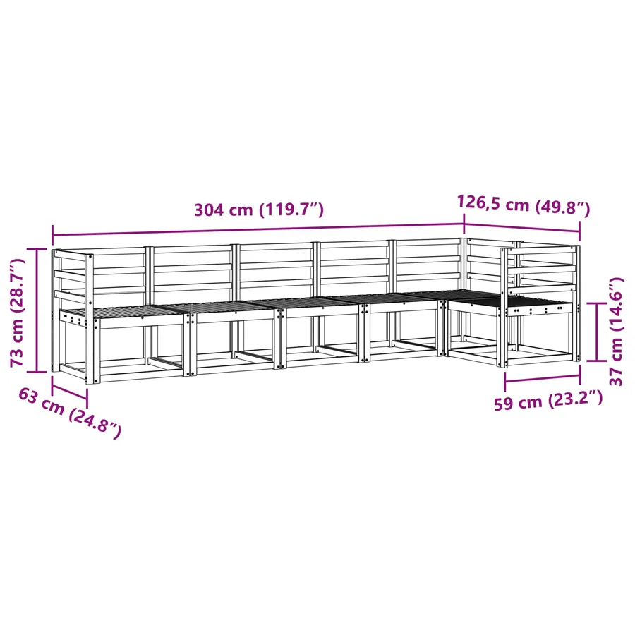 Ensemble de canapés d'extérieur 6 pcs Naturel - 8