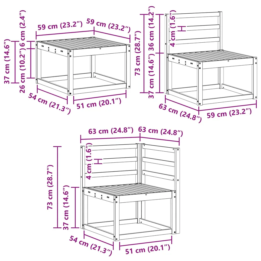 Ensemble de canapés d'extérieur 7 pcs Naturel - 11