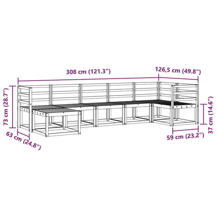 Ensemble de canapés d'extérieur 7 pcs Naturel - 8