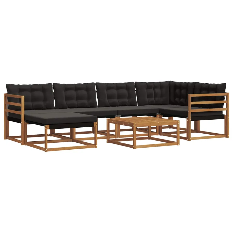 Ensemble de canapés d'extérieur 19 pcs Naturel et Noir - 2