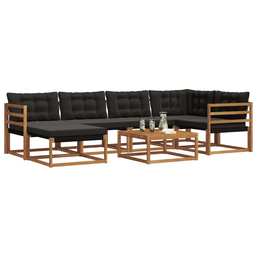 Ensemble de canapés d'extérieur 19 pcs Naturel et Noir - 3