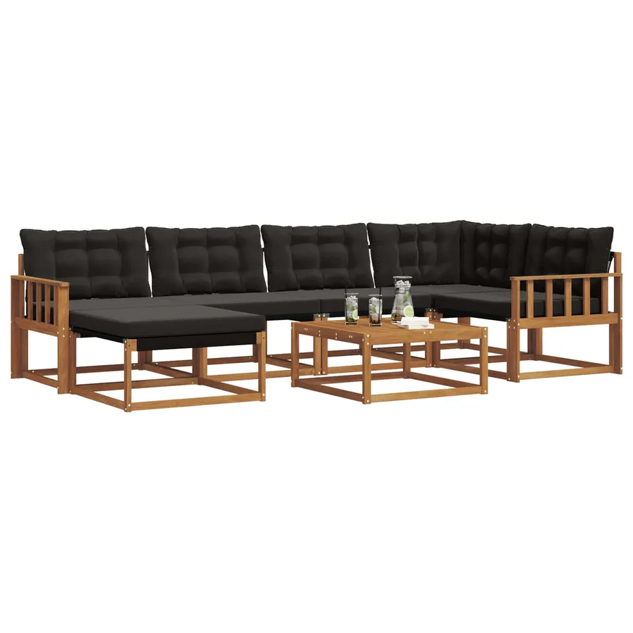 Ensemble de canapés d'extérieur 19 pcs Naturel et Noir - 3
